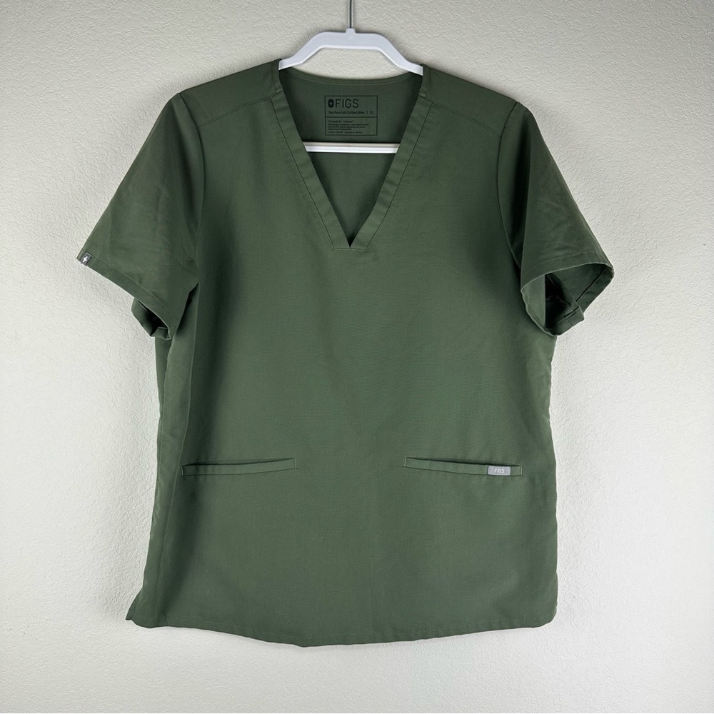 Figs Dark Green Casma Three Pocket Short Sleeve Scrub Medical Top Size XL